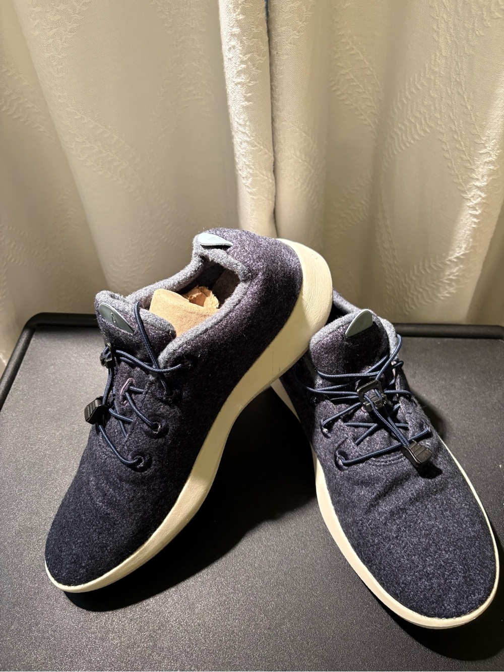 allbirds Runner  - Men's Navy Wool Lace-Up Sneakers with White Sole